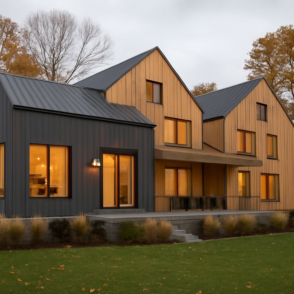 pine clapboard siding and wooden roof shingles