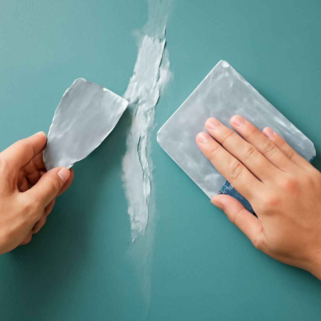 Illustration showing how to fix drywall cracks and bulging seams
