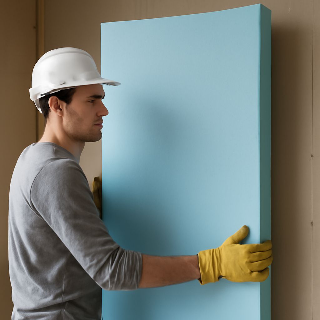 4x8 insulation board and blue board drywall installation