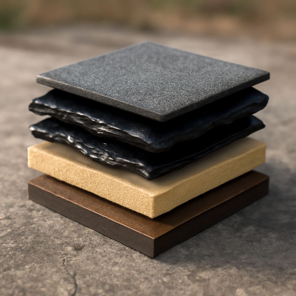Built up roofing system with roofing safety