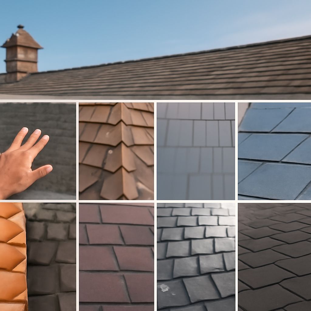 Various types of materials used in roof shingles and plumbing fixtures