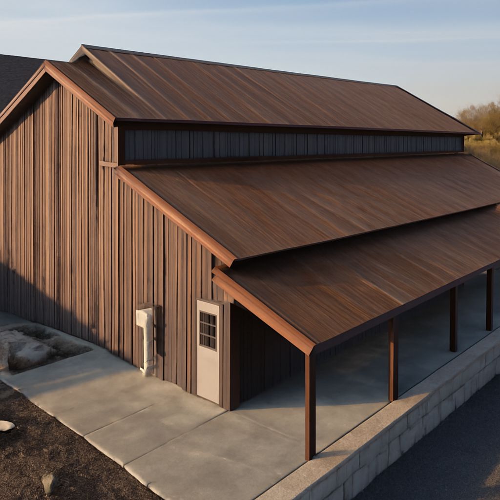 metal siding that looks like wood and roofing screws with rubber washers