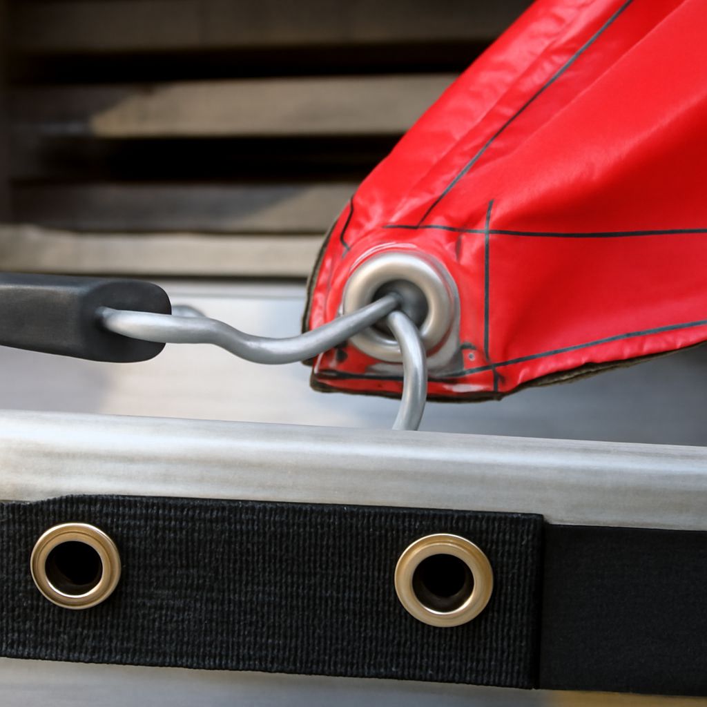 Roofing tarp and roofing trailer in red roofing projects