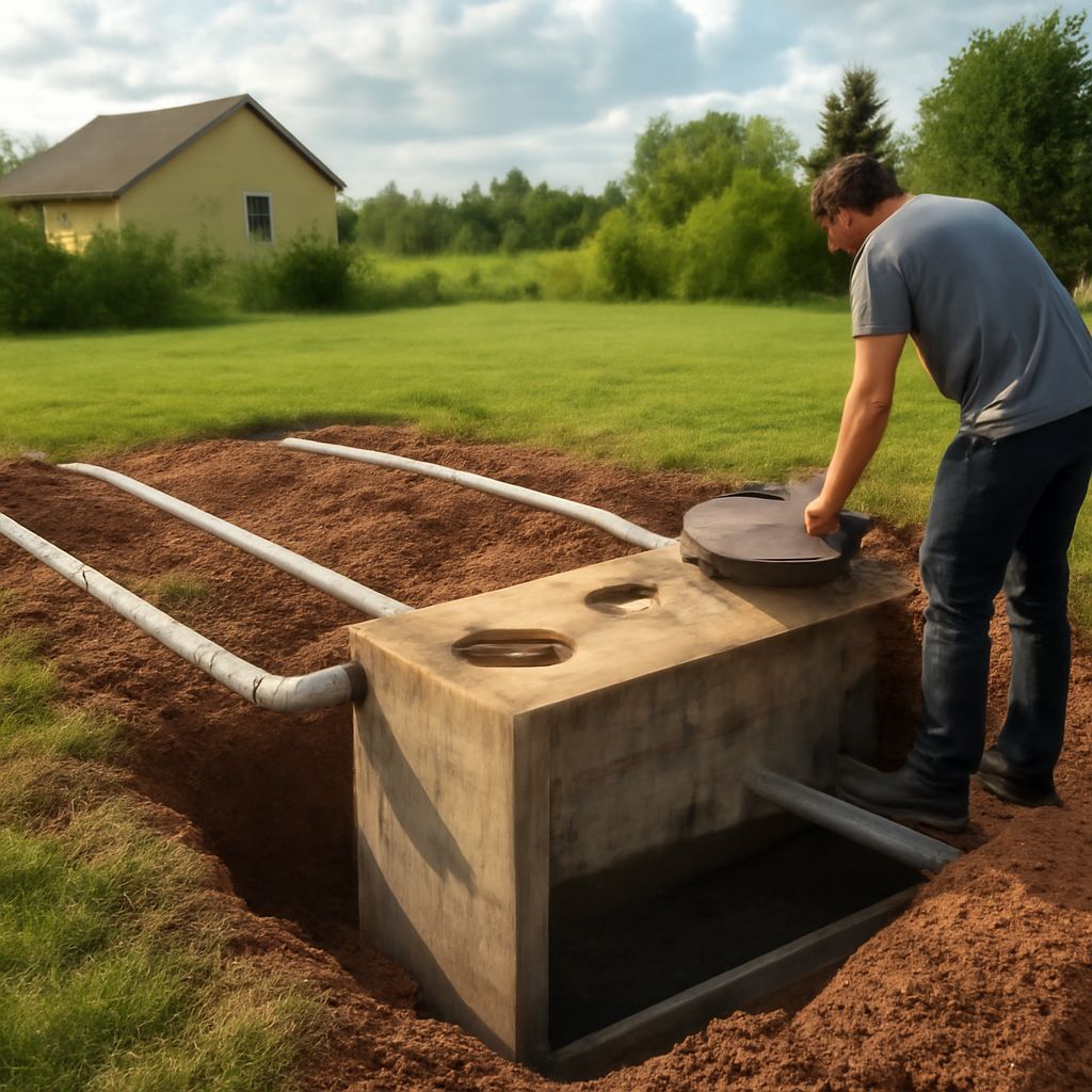 Illustration of septic tank and septic systems