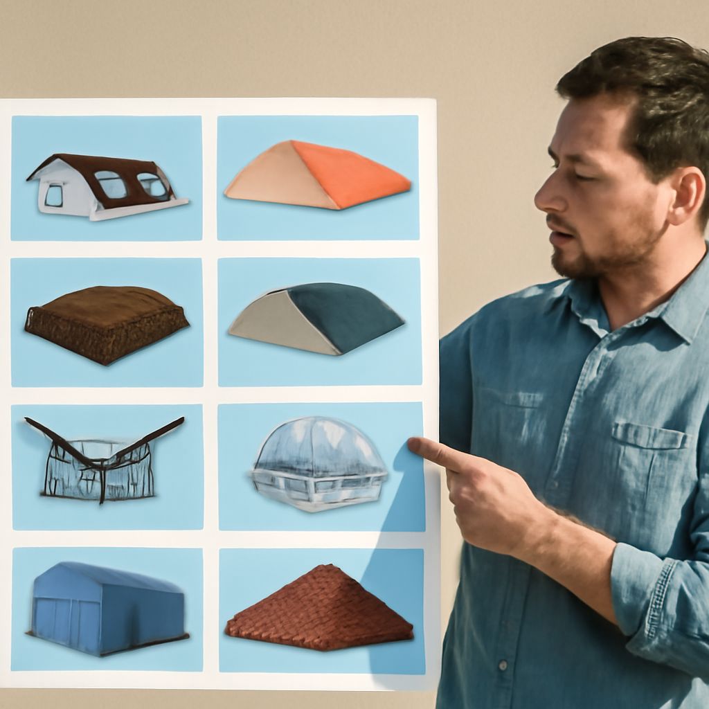 An illustration of house roof types and different kinds of roofs